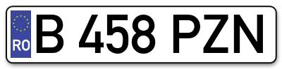 Placuta inmatriculare numar auto  B-458-PZN, B 458 PZN, B458PZN