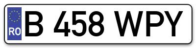 Placuta inmatriculare numar auto  B-458-WPY, B 458 WPY, B458WPY