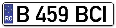 Placuta inmatriculare numar auto  B-459-BCI, B 459 BCI, B459BCI