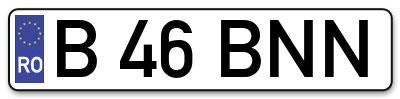 Placuta inmatriculare numar auto  B-46-BNN, B 46 BNN, B46BNN