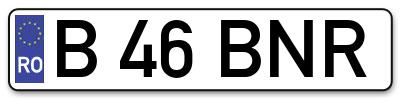 Placuta inmatriculare numar auto  B-46-BNR, B 46 BNR, B46BNR