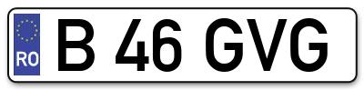 Placuta inmatriculare numar auto  B-46-GVG, B 46 GVG, B46GVG
