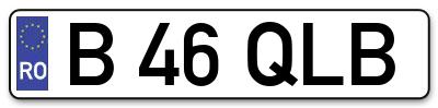 Placuta inmatriculare numar auto  B-46-QLB, B 46 QLB, B46QLB