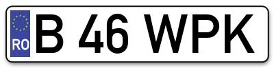 Placuta inmatriculare numar auto  B-46-WPK, B 46 WPK, B46WPK