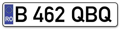 Placuta inmatriculare numar auto  B-462-QBQ, B 462 QBQ, B462QBQ