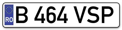 Placuta inmatriculare numar auto  B-464-VSP, B 464 VSP, B464VSP