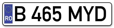 Placuta inmatriculare numar auto  B-465-MYD, B 465 MYD, B465MYD
