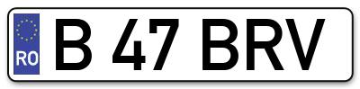 Placuta inmatriculare numar auto  B-47-BRV, B 47 BRV, B47BRV