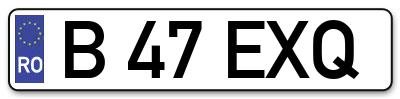 Placuta inmatriculare numar auto  B-47-EXQ, B 47 EXQ, B47EXQ