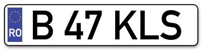 Placuta inmatriculare numar auto  B-47-KLS, B 47 KLS, B47KLS