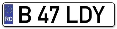 Placuta inmatriculare numar auto  B-47-LDY, B 47 LDY, B47LDY