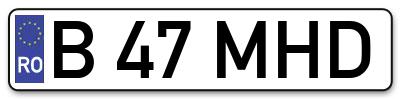 Placuta inmatriculare numar auto  B-47-MHD, B 47 MHD, B47MHD