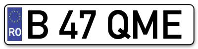 Placuta inmatriculare numar auto  B-47-QME, B 47 QME, B47QME