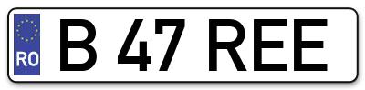 Placuta inmatriculare numar auto  B-47-REE, B 47 REE, B47REE