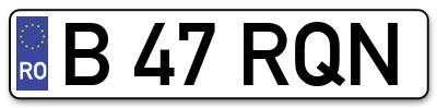 Placuta inmatriculare numar auto  B-47-RQN, B 47 RQN, B47RQN