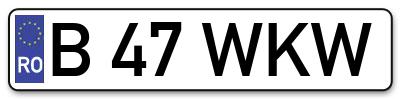 Placuta inmatriculare numar auto  B-47-WKW, B 47 WKW, B47WKW