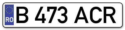 Placuta inmatriculare numar auto  B-473-ACR, B 473 ACR, B473ACR