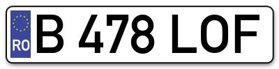 Placuta inmatriculare numar auto  B-478-LOF, B 478 LOF, B478LOF