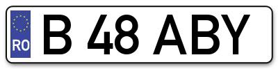 Placuta inmatriculare numar auto  B-48-ABY, B 48 ABY, B48ABY