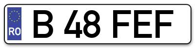 Placuta inmatriculare numar auto  B-48-FEF, B 48 FEF, B48FEF