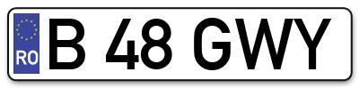 Placuta inmatriculare numar auto  B-48-GWY, B 48 GWY, B48GWY