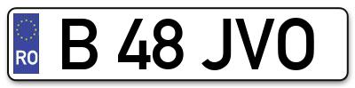 Placuta inmatriculare numar auto  B-48-JVO, B 48 JVO, B48JVO