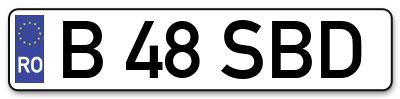 Placuta inmatriculare numar auto  B-48-SBD, B 48 SBD, B48SBD