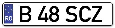 Placuta inmatriculare numar auto  B-48-SCZ, B 48 SCZ, B48SCZ