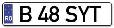Placuta inmatriculare numar auto  B-48-SYT, B 48 SYT, B48SYT