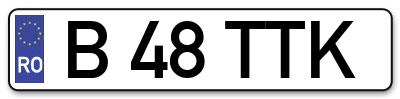 Placuta inmatriculare numar auto  B-48-TTK, B 48 TTK, B48TTK