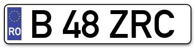Placuta inmatriculare numar auto  B-48-ZRC, B 48 ZRC, B48ZRC
