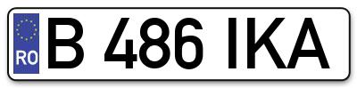 Placuta inmatriculare numar auto  B-486-IKA, B 486 IKA, B486IKA