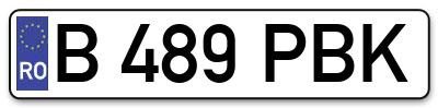 Placuta inmatriculare numar auto  B-489-PBK, B 489 PBK, B489PBK