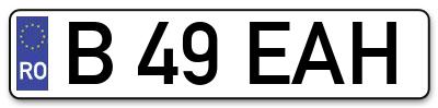Placuta inmatriculare numar auto  B-49-EAH, B 49 EAH, B49EAH