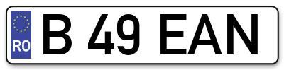 Placuta inmatriculare numar auto  B-49-EAN, B 49 EAN, B49EAN