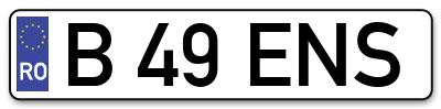 Placuta inmatriculare numar auto  B-49-ENS, B 49 ENS, B49ENS