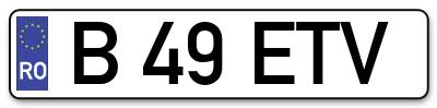 Placuta inmatriculare numar auto  B-49-ETV, B 49 ETV, B49ETV