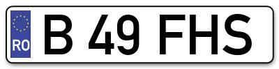 Placuta inmatriculare numar auto  B-49-FHS, B 49 FHS, B49FHS