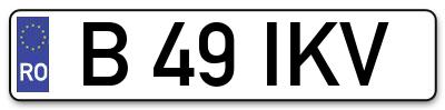 Placuta inmatriculare numar auto  B-49-IKV, B 49 IKV, B49IKV