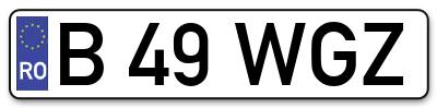 Placuta inmatriculare numar auto  B-49-WGZ, B 49 WGZ, B49WGZ
