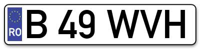 Placuta inmatriculare numar auto  B-49-WVH, B 49 WVH, B49WVH