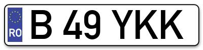 Placuta inmatriculare numar auto  B-49-YKK, B 49 YKK, B49YKK