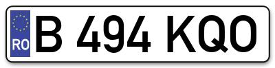 Placuta inmatriculare numar auto  B-494-KQO, B 494 KQO, B494KQO