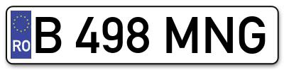 Placuta inmatriculare numar auto  B-498-MNG, B 498 MNG, B498MNG