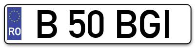 Placuta inmatriculare numar auto  B-50-BGI, B 50 BGI, B50BGI