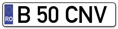 Placuta inmatriculare numar auto  B-50-CNV, B 50 CNV, B50CNV