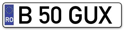 Placuta inmatriculare numar auto  B-50-GUX, B 50 GUX, B50GUX