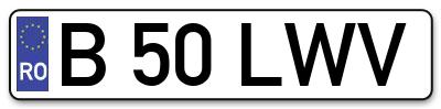 Placuta inmatriculare numar auto  B-50-LWV, B 50 LWV, B50LWV