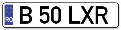 Placuta inmatriculare numar auto  B-50-LXR, B 50 LXR, B50LXR