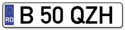 Placuta inmatriculare numar auto  B-50-QZH, B 50 QZH, B50QZH